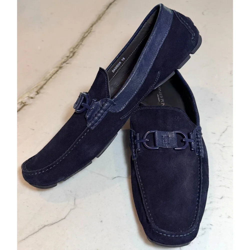 Donald Pliner Men's Dacio Suede Loafers Navy SZ 15